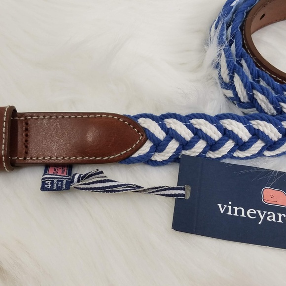 Vineyard Vines Sz 44 Blue White Braided Belt - Picture 3 of 3